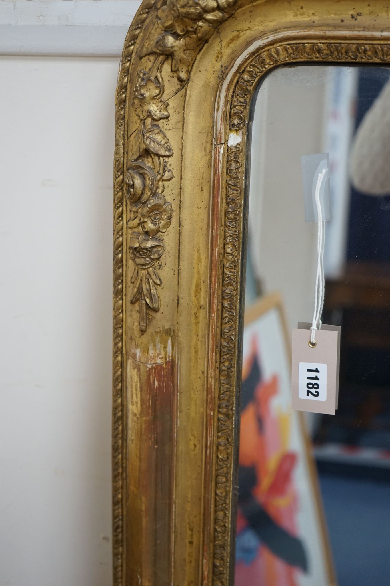 A 19th century French giltwood and gesso overmantel mirror, width 87cm, height 142cm